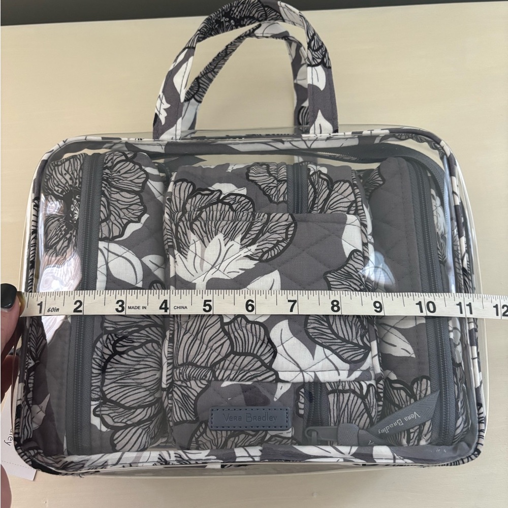 Vera Bradley 4pc Cosmetic Organizer Clear Bag with 3 Quilted Interior Bags Grey - Picture 7 of 9